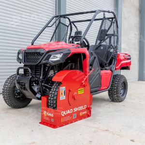 SAS Quad Shield Wheelclamp shown secured on Quadbike