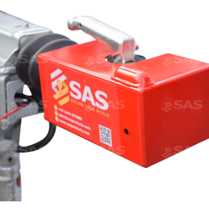 SAS Fort Hitch lock shown locked onto ALKO Hitch