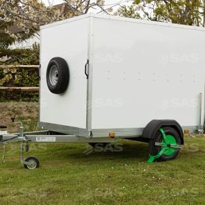 Tickner Box Trailer secured with Wheel clamp